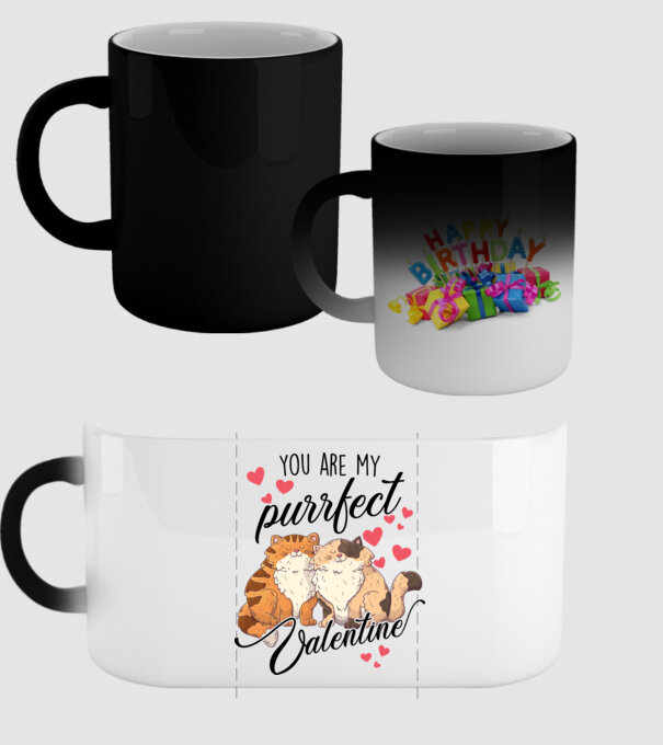 My purrfect valentine model negru pe tricou
