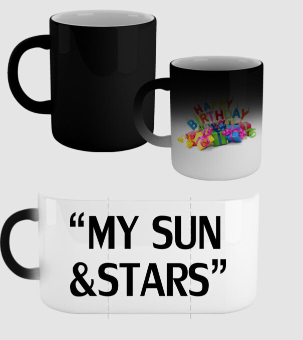 My sun and stars model negru pe tricou