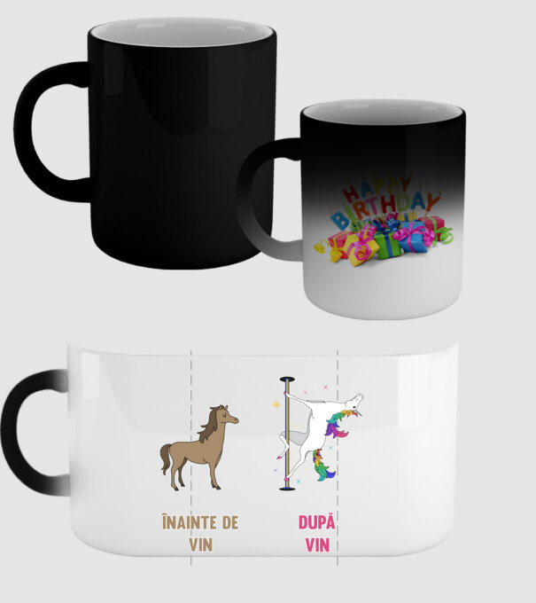 Înainte de vin - După vin model negru pe tricou