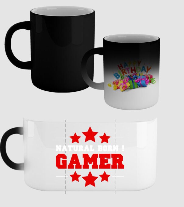 Natural born gamer model negru pe tricou