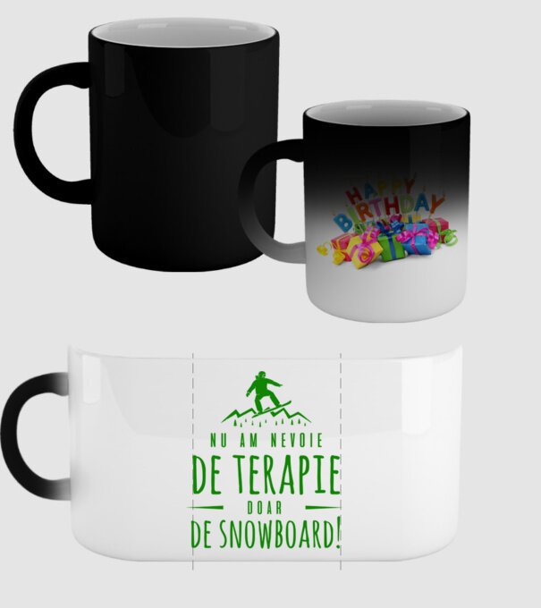 nu am nevoie de terapie doar de snowboard! model negru pe tricou