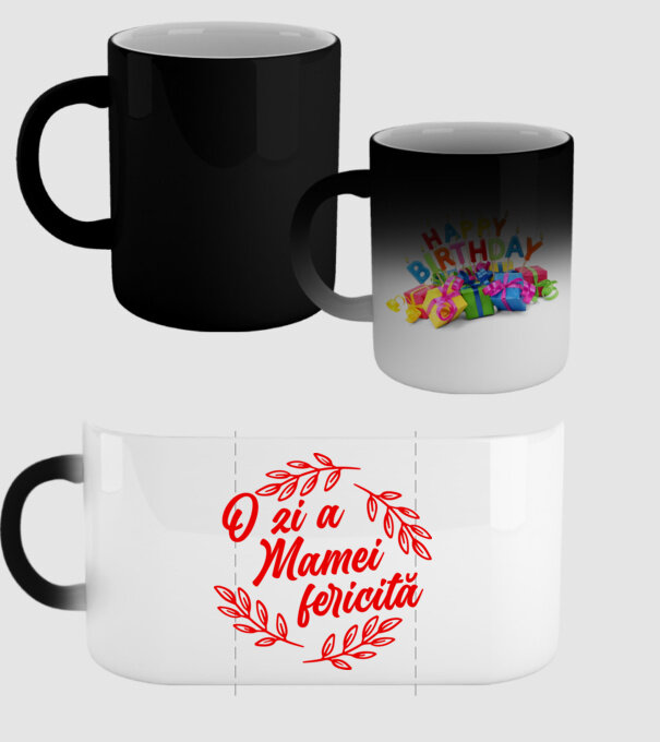 O zi a mamei fericită model negru pe tricou