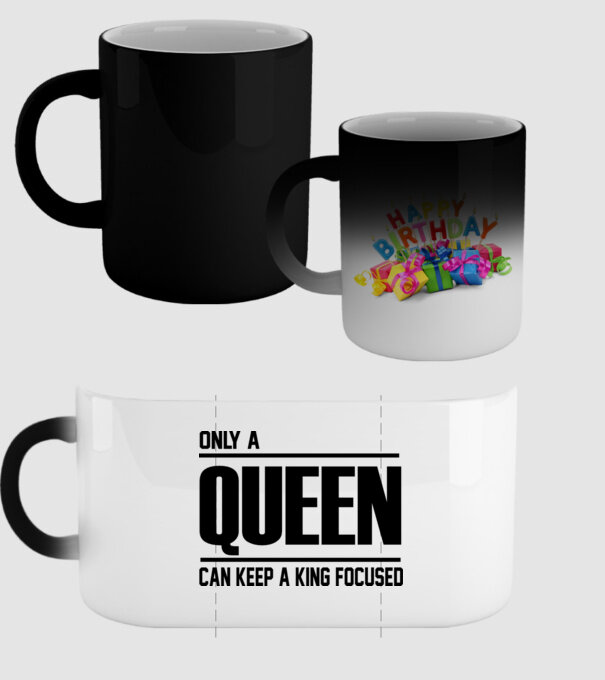 Only a Queen can keep a king in focused model negru pe tricou