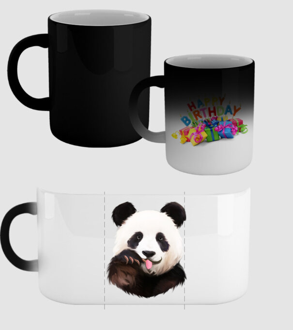 Panda face model negru pe tricou