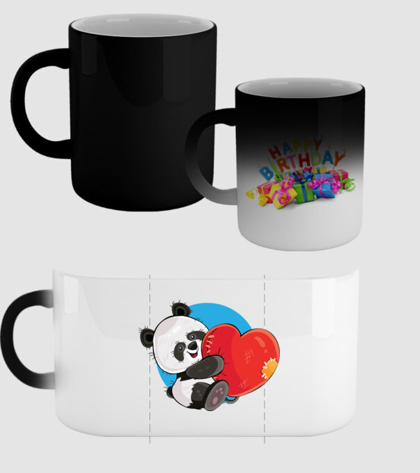 Dragoste panda model negru pe tricou