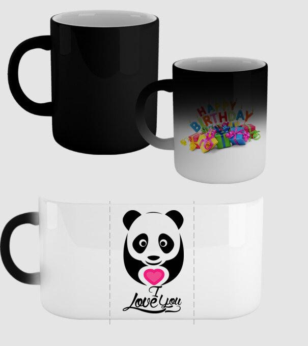 PandaHeart model negru pe tricou