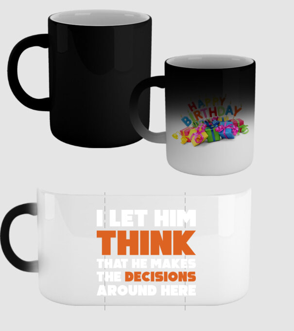 Motiv cuplu I let him think model negru pe tricou
