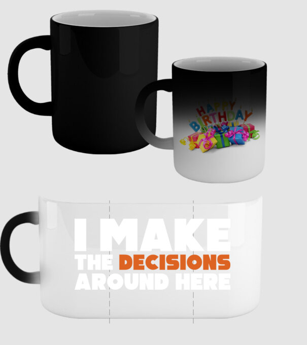 Motiv cuplu I make decisions model negru pe tricou