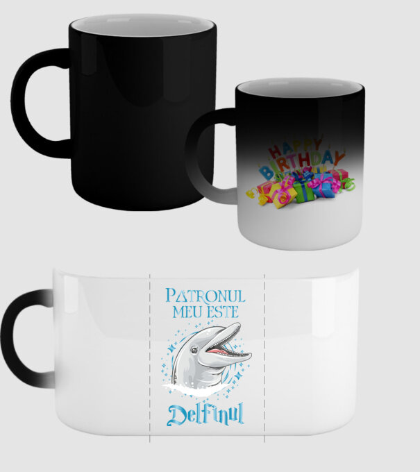 Patronul meu este DELFINUL model negru pe tricou