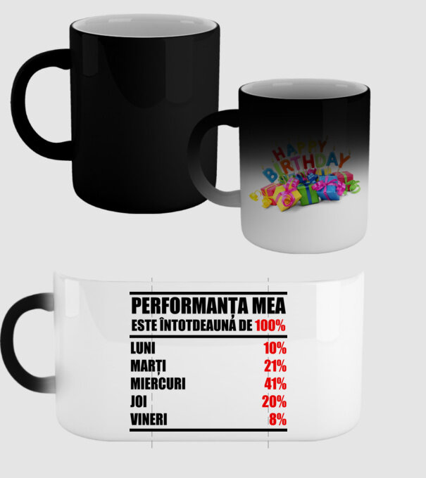 performanța mea este întotdeauna de 100% : luni, marți, miercuri, joi, vineri model negru pe tricou