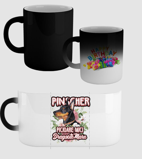 Pinscher picioare mici dragoste mare model negru pe tricou