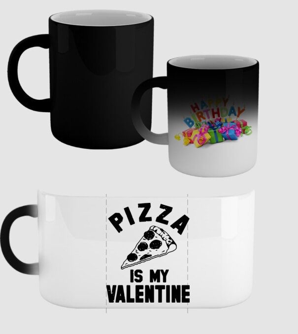 Pizza is valentine model negru pe tricou