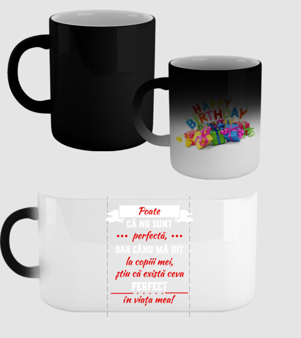 poate că nu sunt perfectă, dar când mă uit la copiii mei, știu că există ceva perfect în viața mea! model negru pe tricou