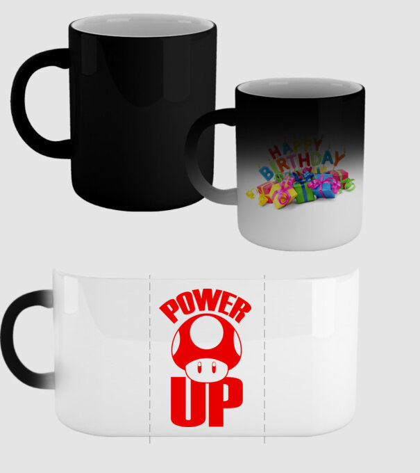 Power up model negru pe tricou