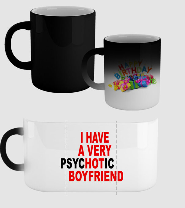 psycHOTic boyfriend model negru pe tricou