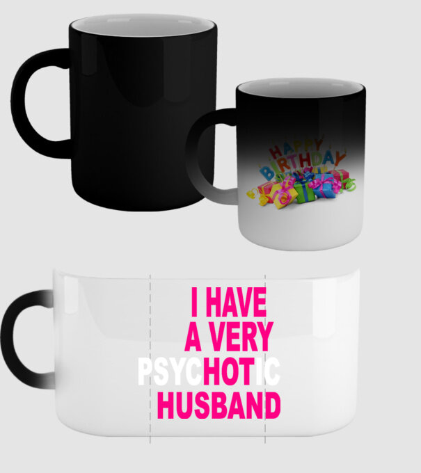 psycHOTic husband model negru pe tricou
