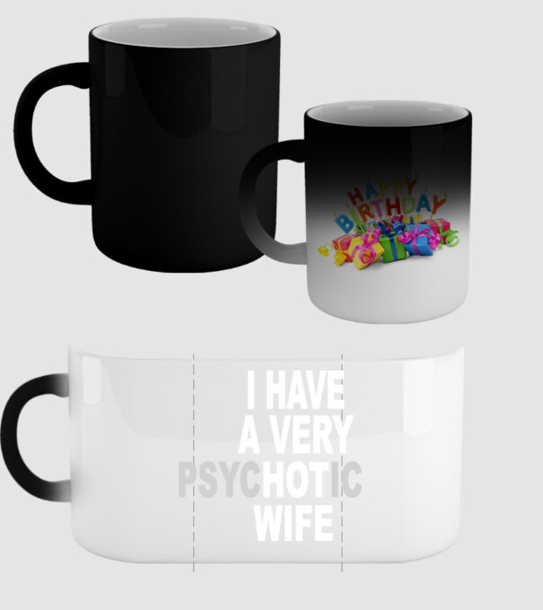 psycHOTic wife model negru pe tricou