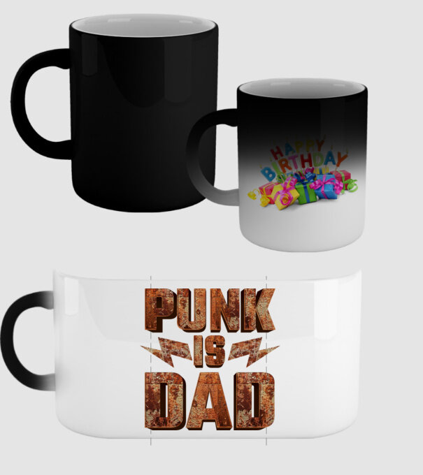 PUNK IS DAD model negru pe tricou