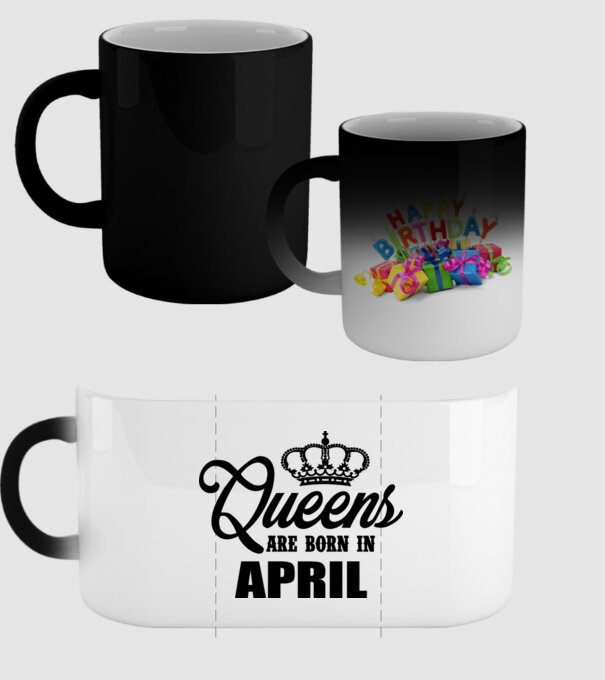 Queens are born in April model negru pe tricou