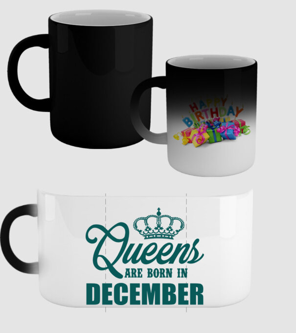 Queens are born in - December model negru pe tricou