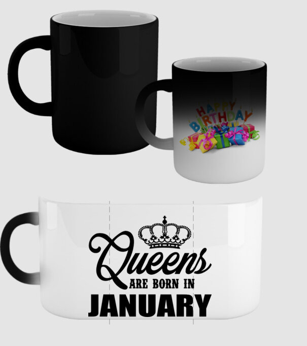 Queens are born in - January model negru pe tricou