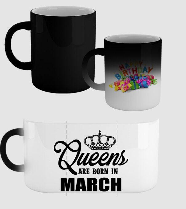 Queens are born in - March model negru pe tricou