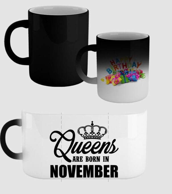 Queens are born in - November model negru pe tricou