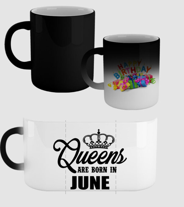 Queens are born in June model negru pe tricou