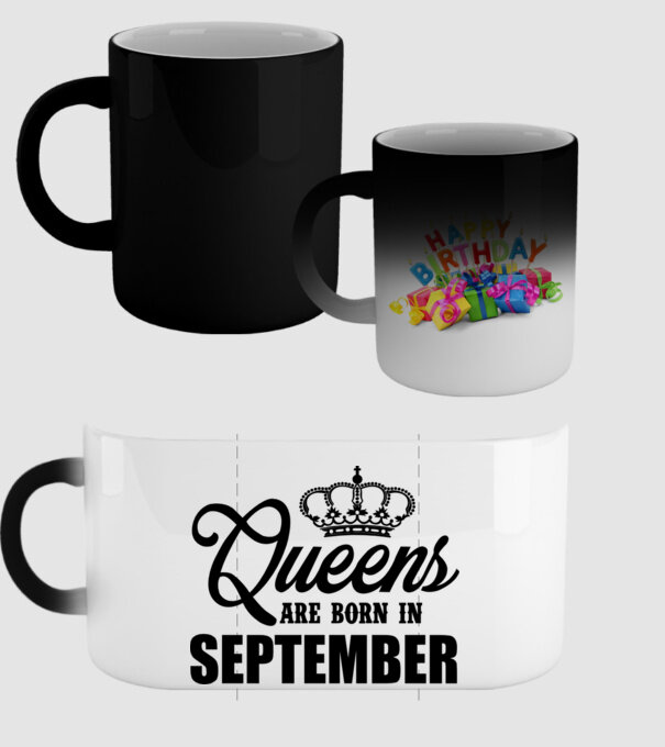 Queens are born in September model negru pe tricou