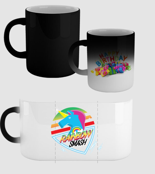 Rainbow smash model negru pe tricou