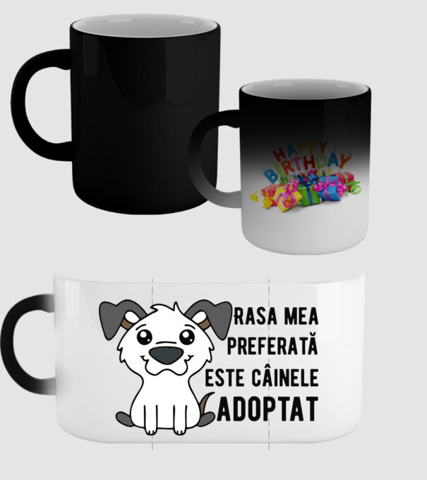Rasa mea preferată este câinele adoptat model negru pe tricou
