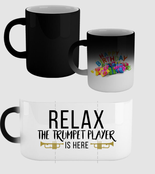 Relax the trumpet player is here model negru pe tricou
