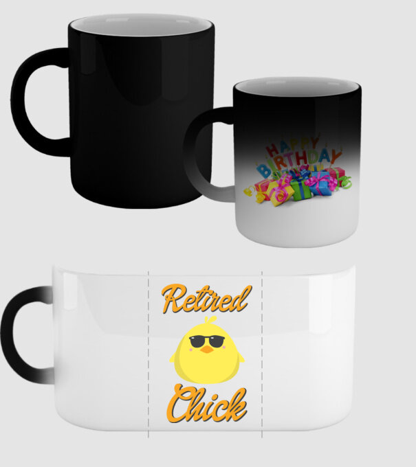 Retired chick model negru pe tricou