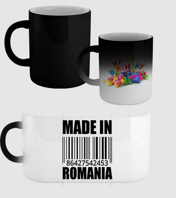 România made in model negru pe tricou
