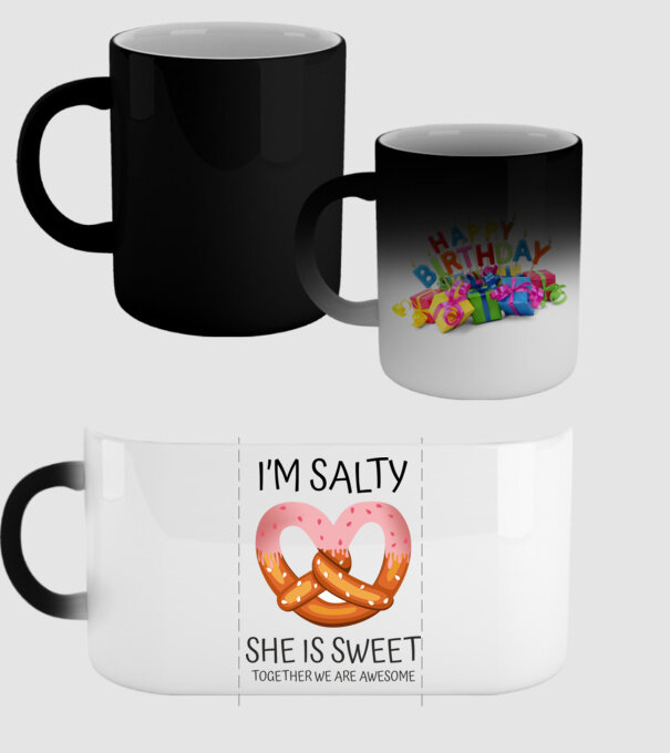 'I''m Salty She is sweet' model negru pe tricou