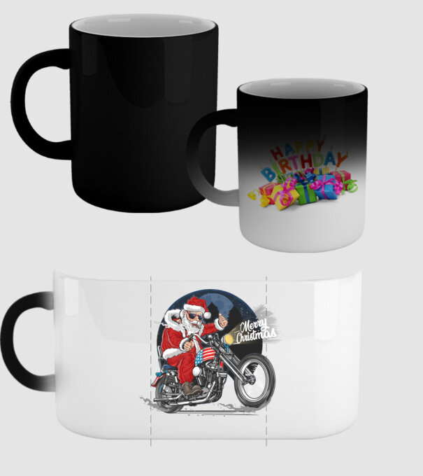 Santa Motocicletă Merry Christmas model negru pe tricou