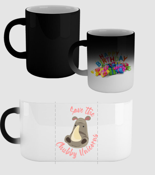Save the chubby unicorns model negru pe tricou