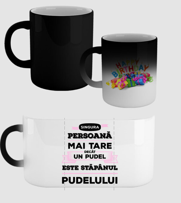 singura persoană mai tare decât un pudel este stăpânul pudelului model negru pe tricou