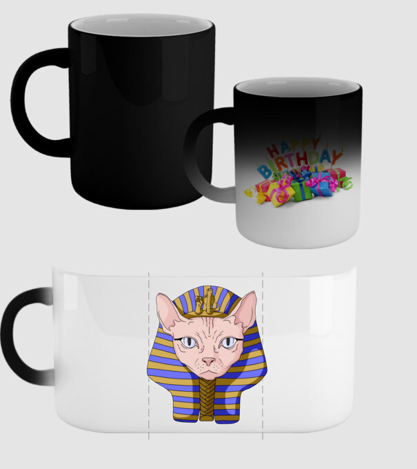 sphynx cat pharaoh model negru pe tricou