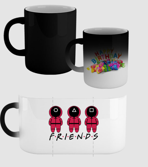 squid game friends model negru pe tricou