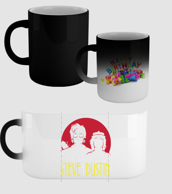 steve and dustin model negru pe tricou