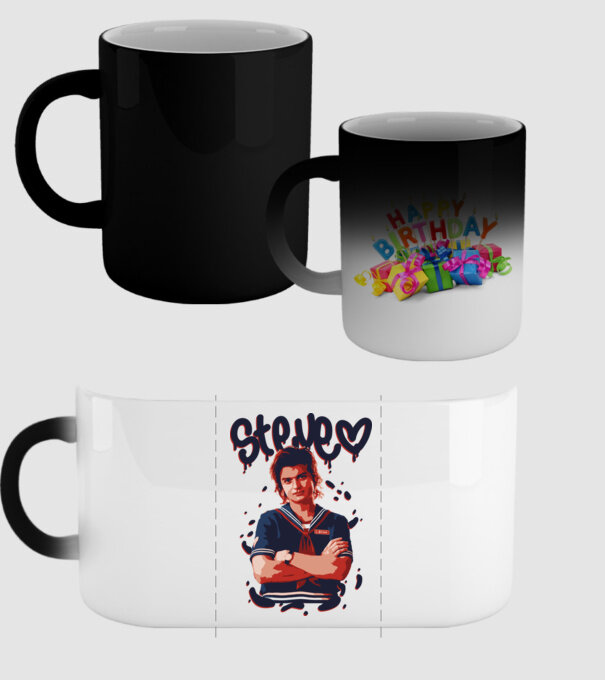 steve stranger things model negru pe tricou