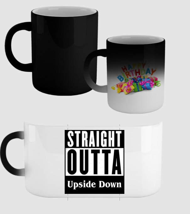 straight outta upside down model negru pe tricou