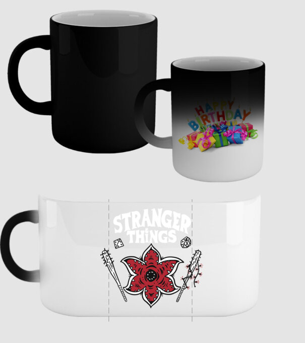 stranger things demogorgon head model negru pe tricou