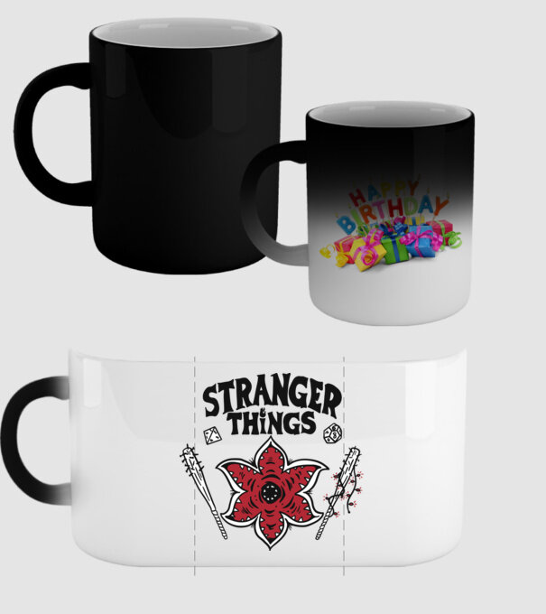 stranger things demogorgon head2 model negru pe tricou