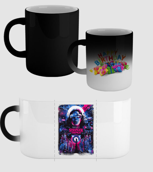 stranger things poster neon model negru pe tricou