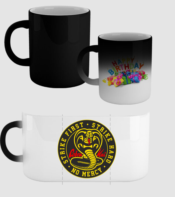 Strike first strike hard cobra kai model negru pe tricou