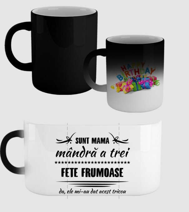 Sunt mama mândră a trei fete frumoase - da, ele mi-au dat acest tricou model negru pe tricou