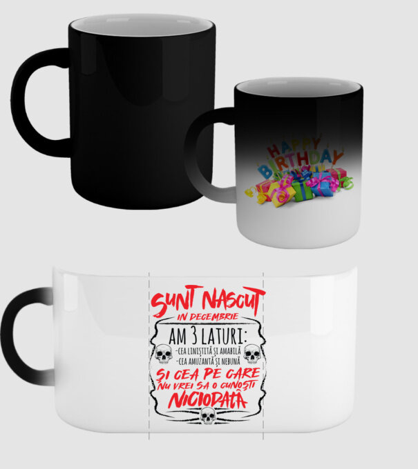 Sunt născut în decembrie am 3 laturi model negru pe tricou