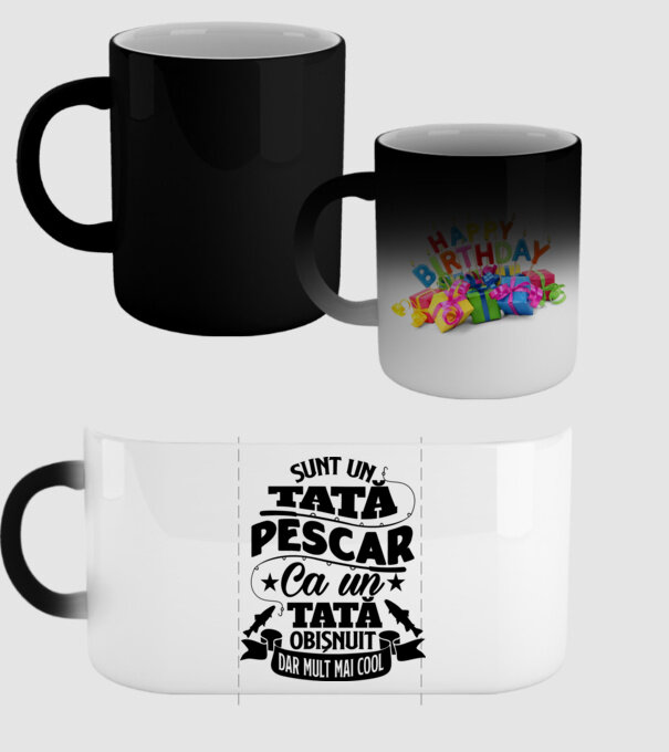 Sunt un Tata pescar model negru pe tricou